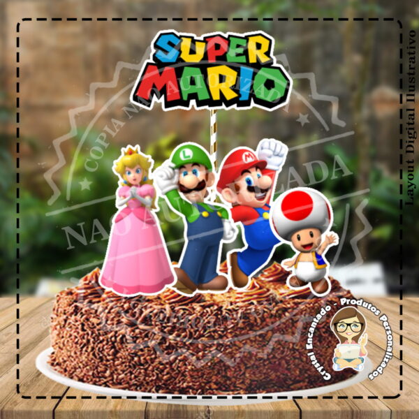 Topo de Bolo Super Mario Bros - Ref 2821 Arquivo Digital