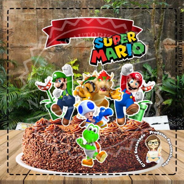 Topo de Bolo Super Mario Bros - Ref 5021 Arquivo Digital