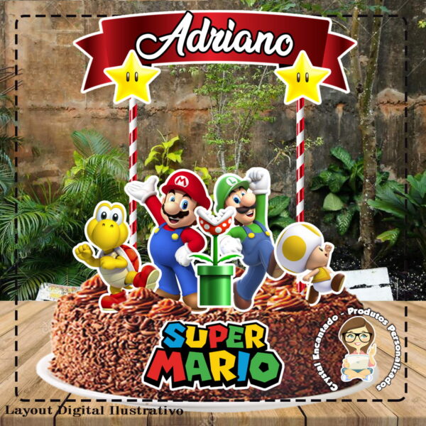 Topo de Bolo Super Mario Bros - Ref 5019 Arquivo Digital