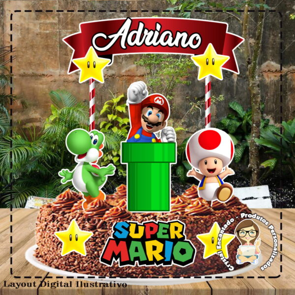 Topo de Bolo Super Mario Bros - Ref 5020 Arquivo Digital