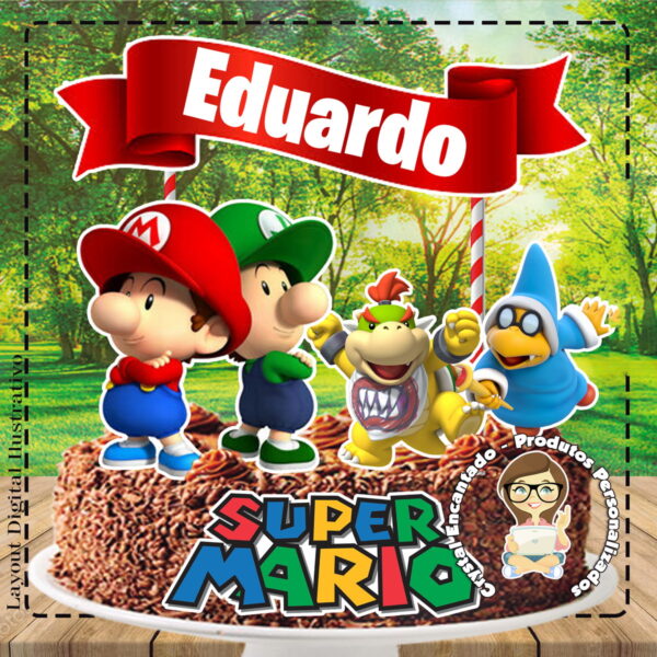Topo de Bolo Super Mario Bros - Ref 5016 Arquivo Digital