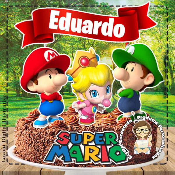 Topo de Bolo Super Mario Bros - Ref 5017 Arquivo Digital