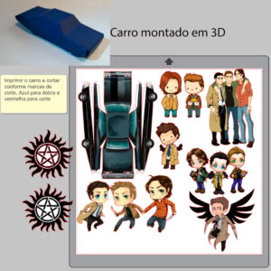 ARQUIVO Topo de bolo Supernatural com carro em 3D +1TEMA