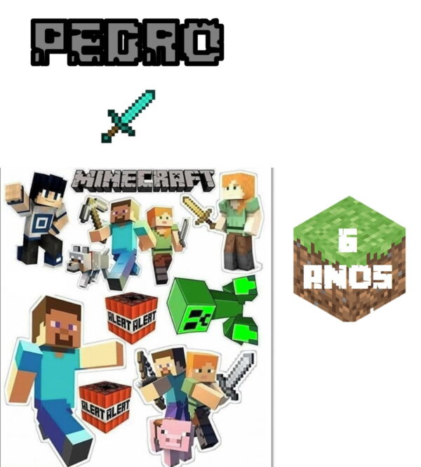 Topo De Bolo Tema Minecraft - Arquivo Digital