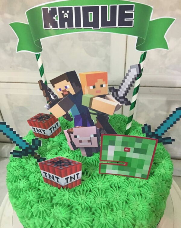 Topo de Topo de Bolo Minecraft (Arquivo Digital) - Image 2