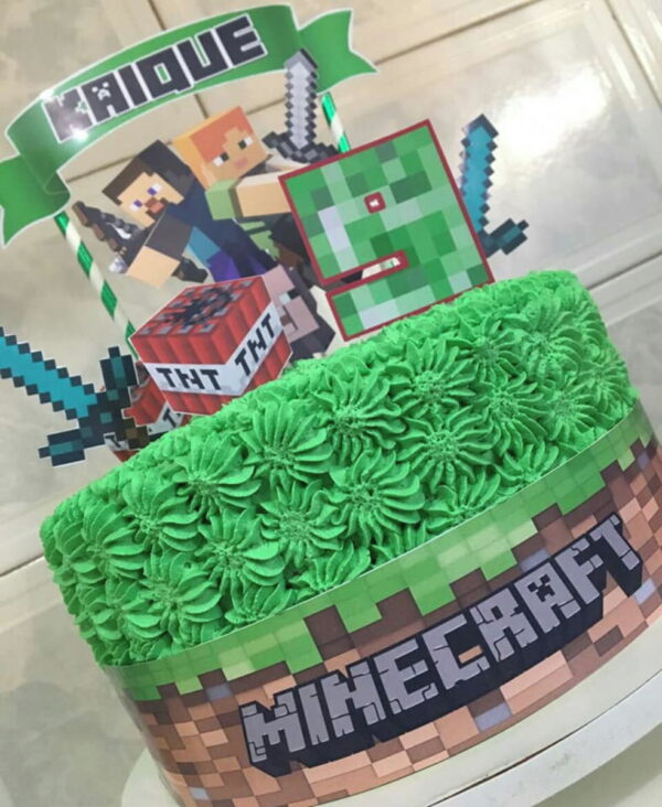 Topo de Topo de Bolo Minecraft (Arquivo Digital)