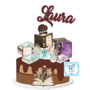 Topo de Bolo Livros Entrelinhas - Arquivo de Corte