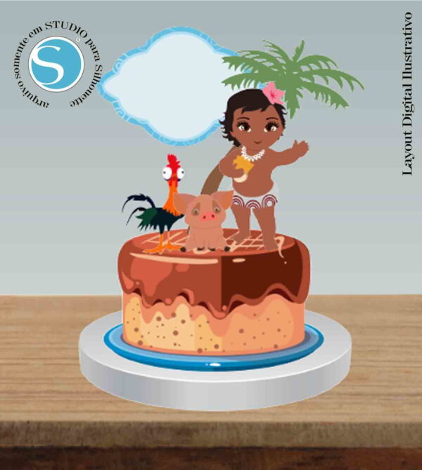 TOPO DE BOLO MOANA BABY - ARQUIVO DIGITAL