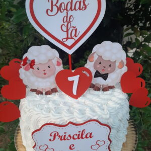 Pague 1 e Leve 3 Topo de Bolo de Bodas de Lã Cód.001