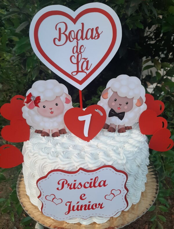Pague 1 e Leve 3 Topo de Bolo de Bodas de Lã Cód.001