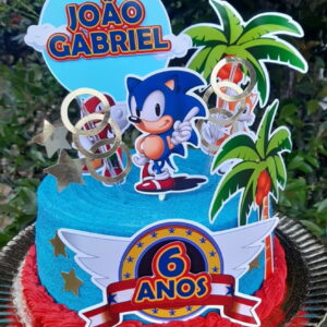 Pague 1 e Leve 3 Topo de Bolo Sonic Cód.001