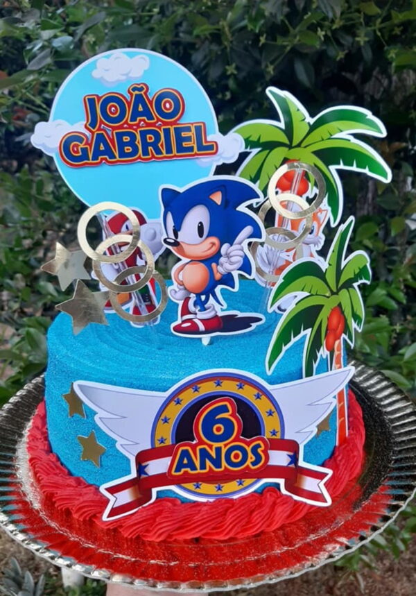 Pague 1 e Leve 3 Topo de Bolo Sonic Cód.001