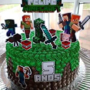 Pague 1 e Leve 3 Topo de Bolo Minecraft Cód.001