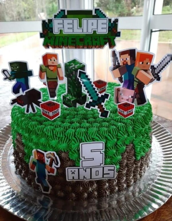 Pague 1 e Leve 3 Topo de Bolo Minecraft Cód.001